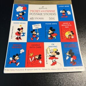 Vintage 1969 Walt Disney Hallmark MICKEY and MINNIE 31 Postage Stickers 2+sheets
